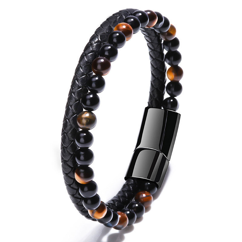 Wholesale Cowhide Rope Agate Leather Volcanic Stone Bracelets